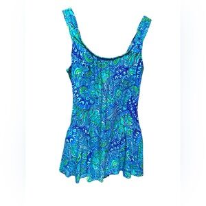 Mix of Blue & Teal Patterned Swimdress by Maxine